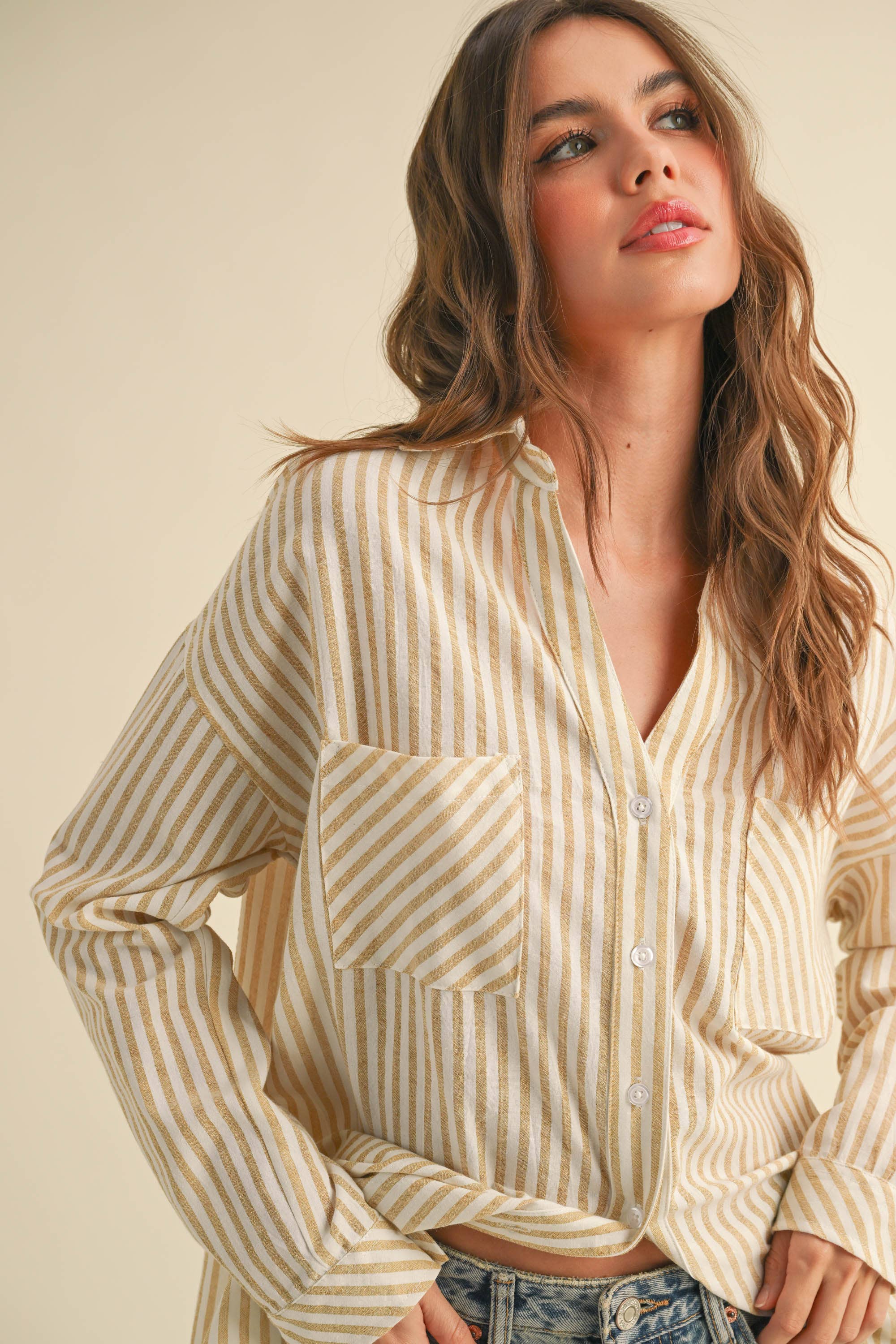 Olea Striped Button-Down Shirt