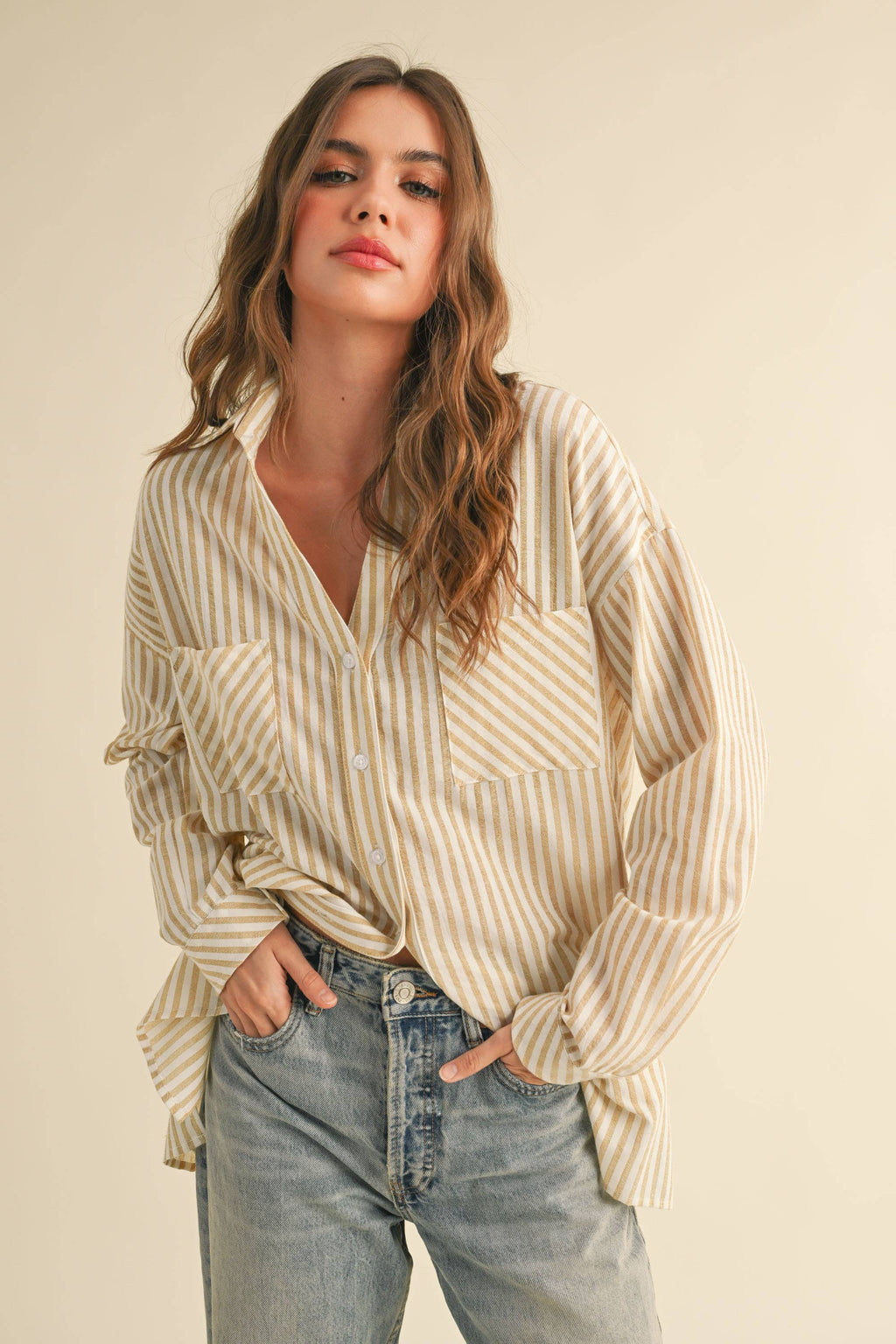 Olea Striped Button-Down Shirt